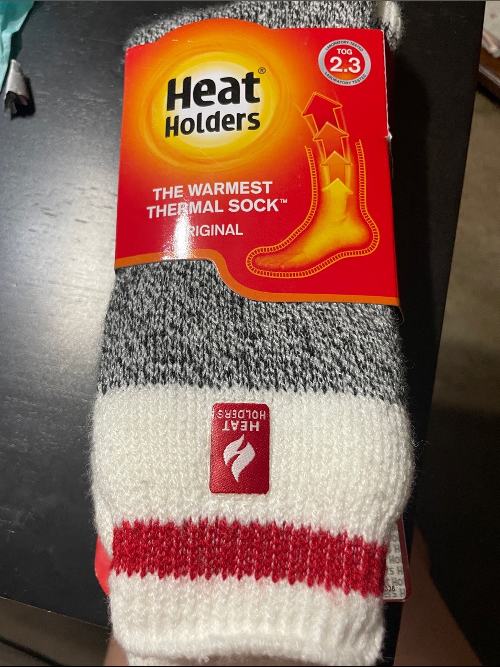Heat Holders Men’s Thermal Socks - Gray, White & Red